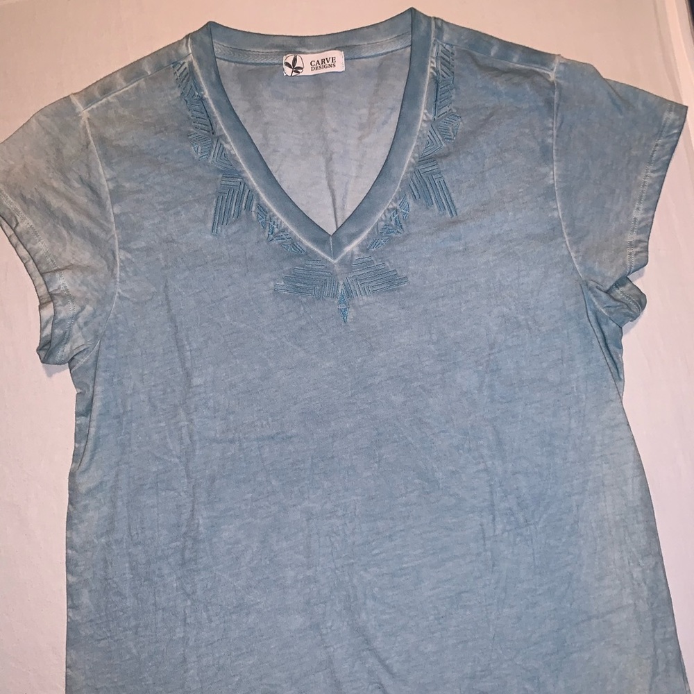 Carve Designs Blue Vneck Shirt